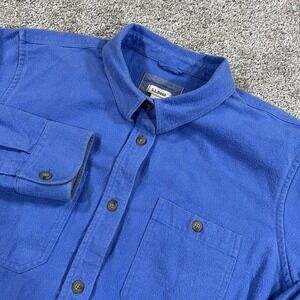 LL Bean Chamois Cloth Shirt XL Blue Heavyweight Button Front Soft‎ Cotton
